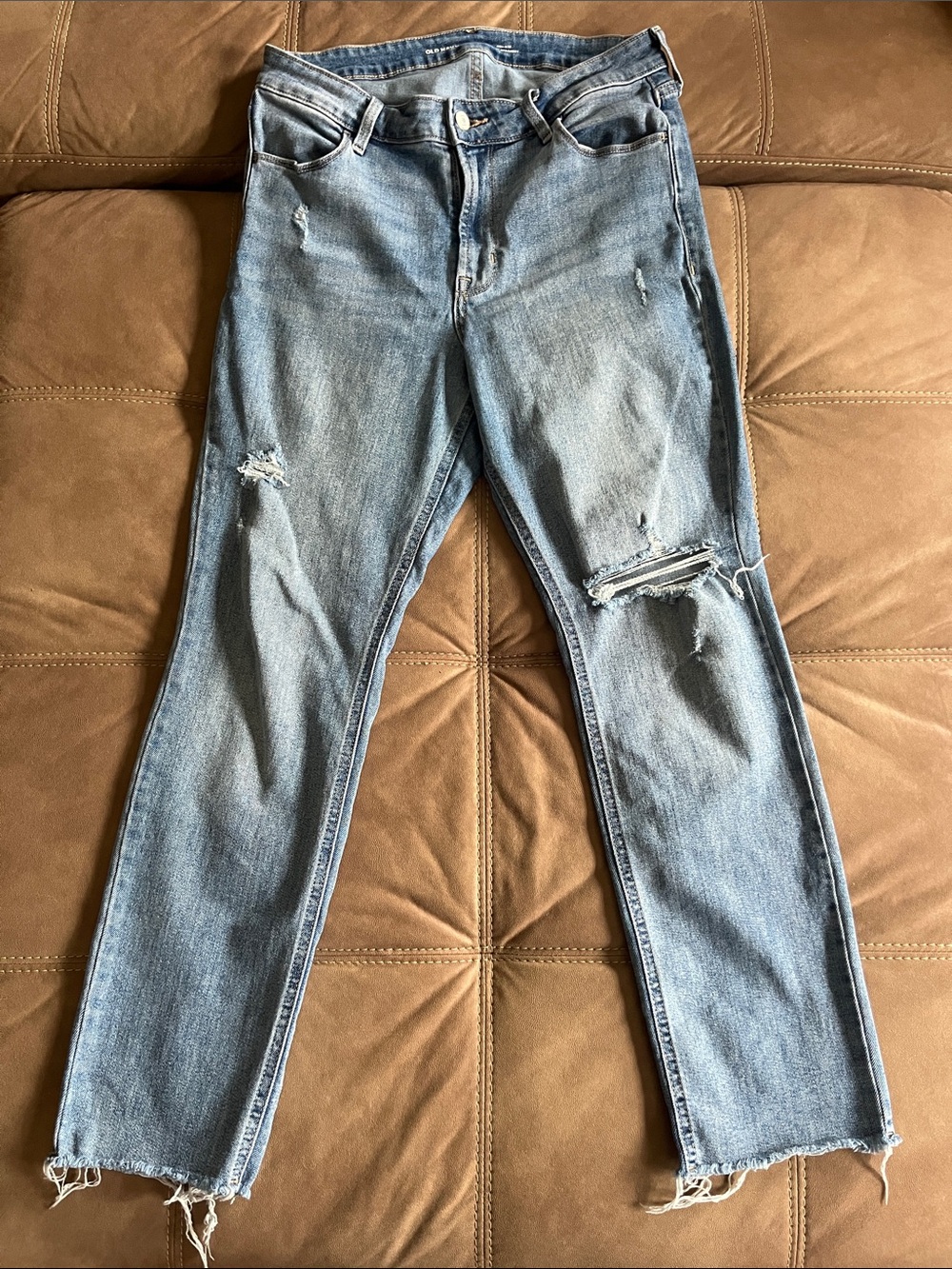 Old Navy Light Blue Ripped Ankle Jeans